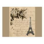 Old French flowers and Eiffel Tower Post Cards