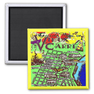 Old French Quarter MAp 2 Inch Square Magnet