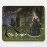 'Old Friends' ~ An Elf & Black Horse Series Mouse Mat