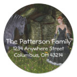 'Old Friends' ~ Elf &amp; Black Horse Address Labels Stickers