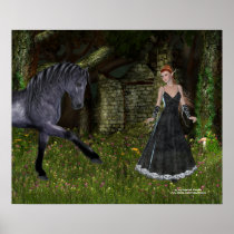 'Old Friends' - Elf & Black Horse Print/Poster