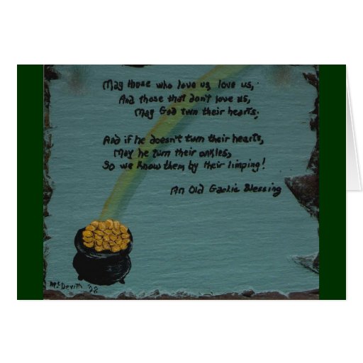 Old Gaelic Blessing With Pot Of Gold Note Card Zazzle