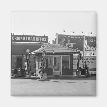 Old Gas Station, 1920s Refrigerator Magnet