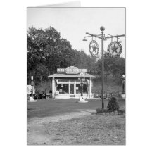 Old gas station, 1925 greeting cards