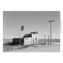 Old Gas Station, 1937 Card