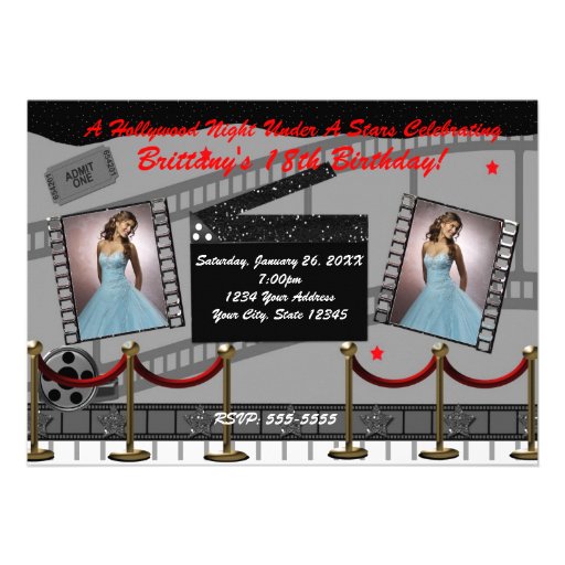 Old Glamour Hollywood Red Carpet Movie Invitation