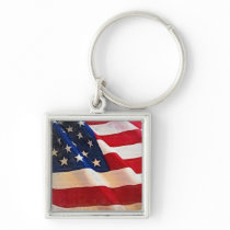 Old Glory American Flag Ripples Keychains