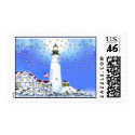 "Old Glory Flying Bright at Portland Head Light" postage by Bonhovey "Old Glory Flying Bright at Portland Head Light" postage