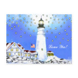 Old Glory Flying Bright at Portland Head Light postcards