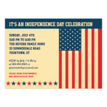 Old Glory Independence Day Horizontal Invitation