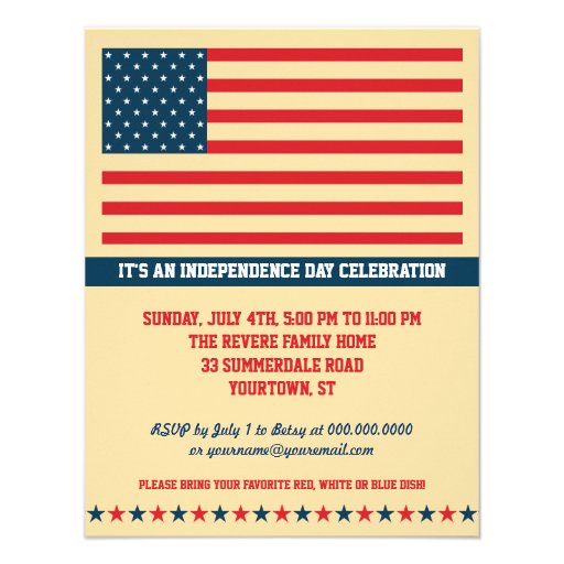 Old Glory Independence Day Party Vertical Custom Invite