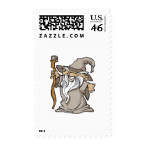 old grey wizard sorcerer stamp