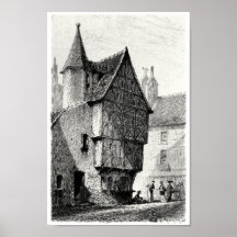 Old half-timbered house print