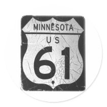 Old Highway 61 sign Round Stickers