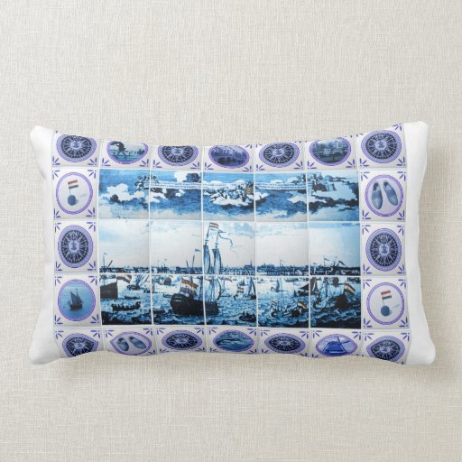 Old Holland Delft Blue/ Delftware Style Tile Mural Throw Pillow Zazzle