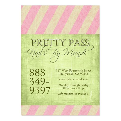 Old Hollywood $10 Off Pretty Pass Business Cards (back side)