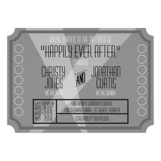 Old Hollywood Ticket Style Invitation Announcement