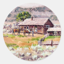 OLD HOMESTEAD by SHARON SHARPE Round Sticker