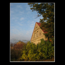 Old house in evening light Postcard postcards
