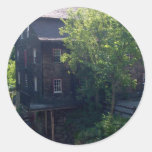 Old House Mill At The Side Of River Round Sticker