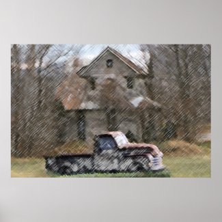 Old House & Pick Up print