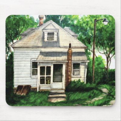 Old House Watercolor Mouse Mats by TheGalacticGroundhog