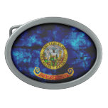 Old Idaho Flag; Oval Belt Buckle