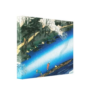 Old Japanese Cherry Blossoms over River Print wrappedcanvas