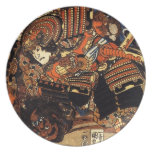 Old Japanese Painting of Samurai Fighting c.1800s Dinner Plate
