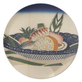 Old Japanese Sushi Painting plate
