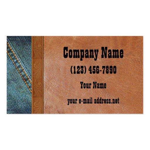 Old jeans and leather business cards (front side)