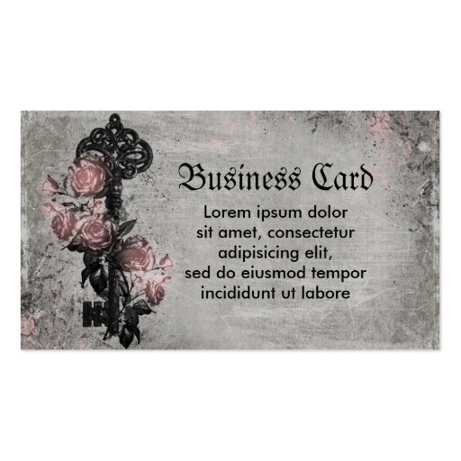 Old Key and Roses Business Cards (front side)