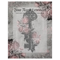 Old Key and Roses Letterhead Template