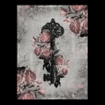 Old Key and Roses Print
