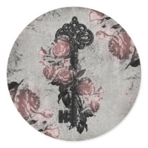 Old Key and Roses Sticker