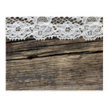 old lace on the wooden background post card