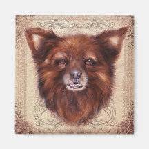 Old Lady Kometka dog animal portrait painting Refrigerator Magnets