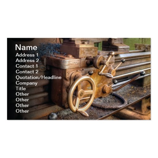 Old lathe machine business card template