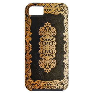Old Leather Black & Gold Book Cover iPhone 5 Case