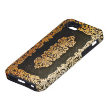 Old Leather Black & Gold Book Cover iPhone 5 Case