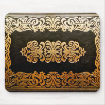 Old Leather Book Cover Black and Gold Mousepad