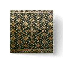 Old Leather Book Cover Green and Gold Pinback Buttons