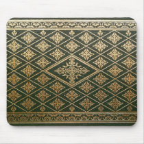 Old Leather Book Cover Green and Gold Mouse Pad