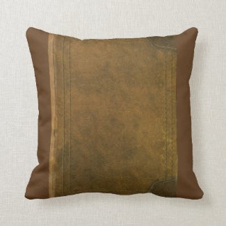 old leather book cover throw pillows