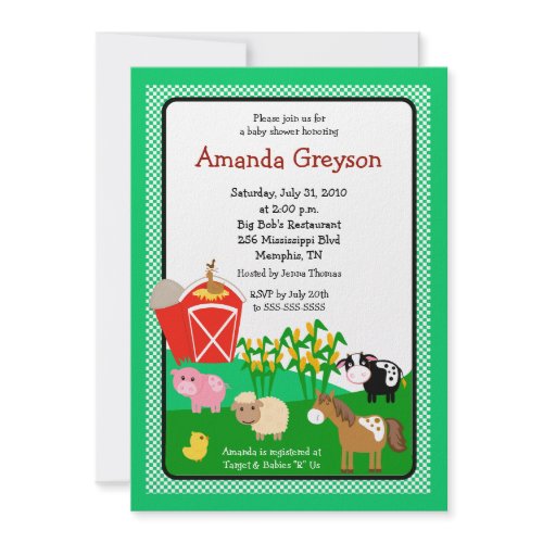 Old MacDonald Barnyard 5x7 Baby Shower Invitation invitation