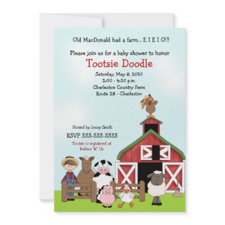 Old MacDonald EIEIO Farm Barnyard Baby Shower invitation