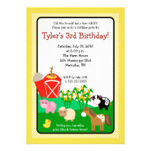 Old MacDonald Farm EIEIO 5x7 Birthday Invitation