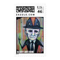Old Man Brain Idea Postage Stamp