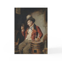Old Man Drinking Beer Painting Cards