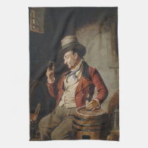 Old Man Drinking Beer Painting Kitchen Towel